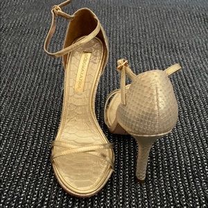 New BCBG gold heels